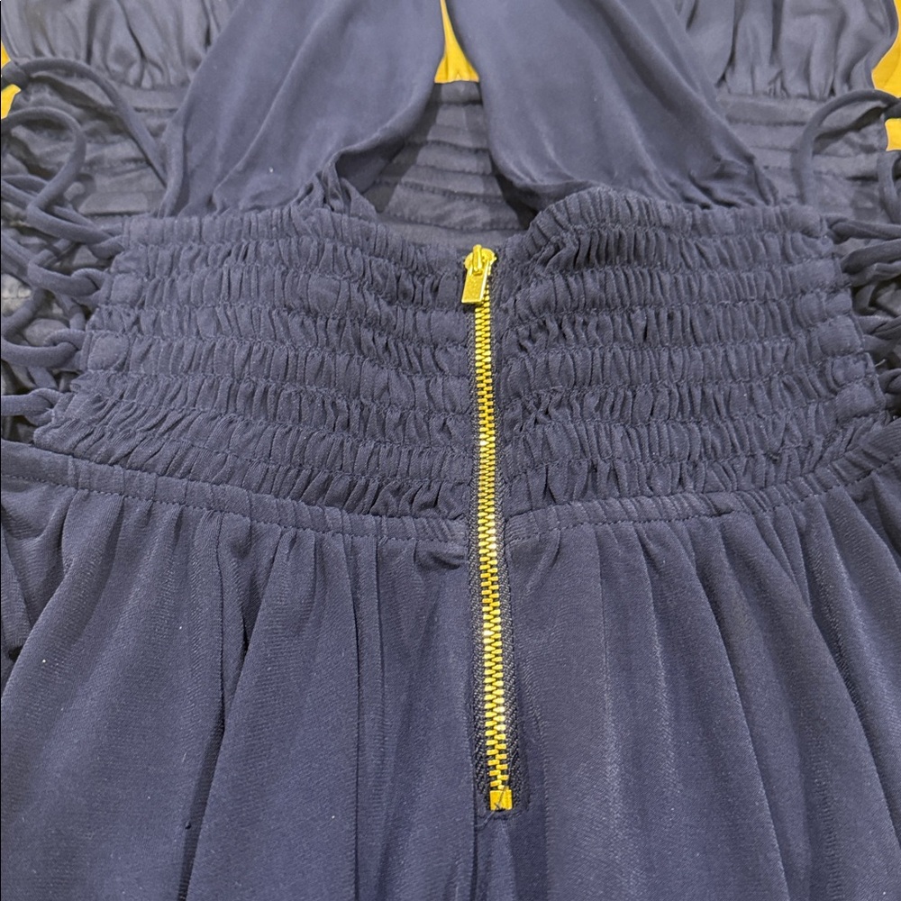 Express Halter Navy Blue Lace up Dress - Picture 6 of 8